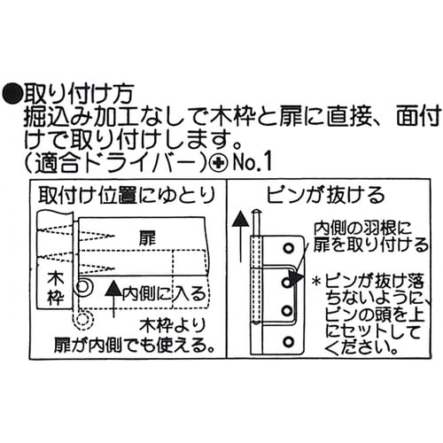 フラッシュ丁番 64mm シルバー 1セ
