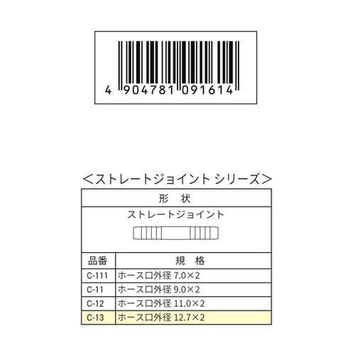 ストレートジョイント ホース口外径12.