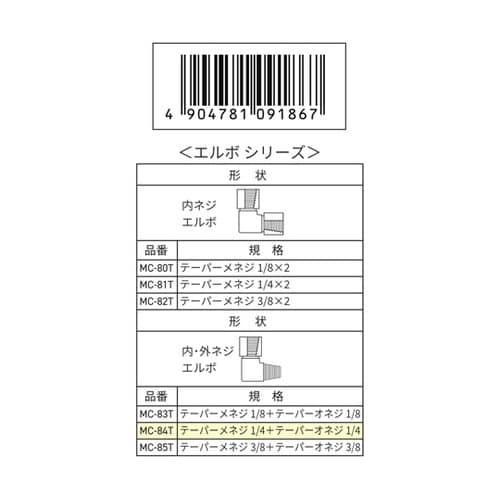 内・外ネジエルボ Rc1/4 R1/4