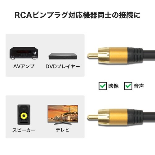 RCAサブウーファーケーブル 1m 4重