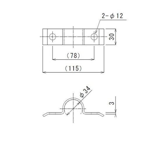 ポール壁面Uバンド 34Φ用 C−4