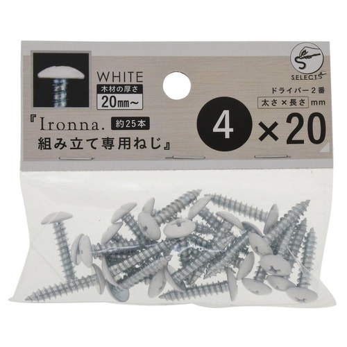 Iro専用ねじ(白) 4×20 1セット