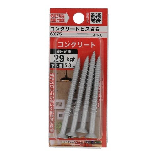 コンクリートビスさら 6×75 1セット