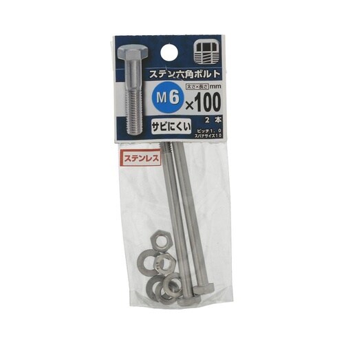 ステン六角ボルト 6×100 1セット(