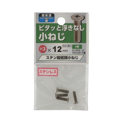 ステン超低頭小ねじ 3×12 1セット(