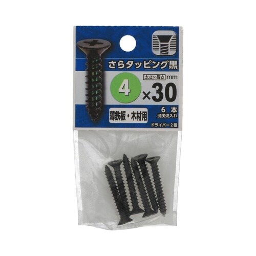 さらタッピング黒 4×30 1セット(6