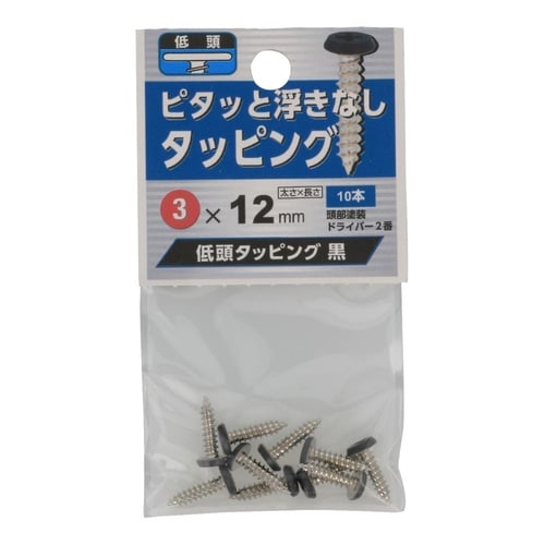 低頭タッピング 黒 3×12 1セット(