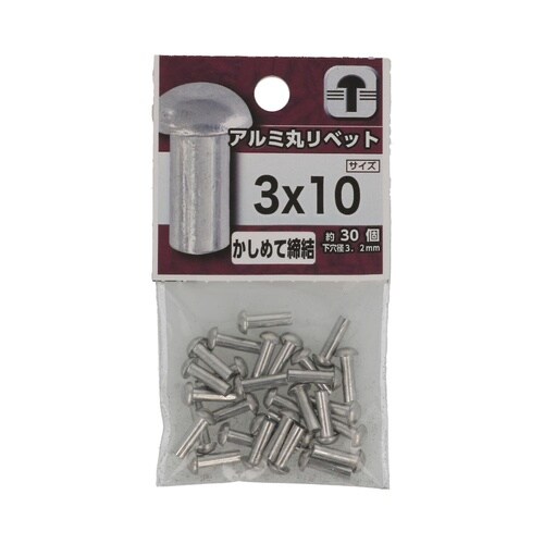 アルミ 丸リベット 3×10 1セット(