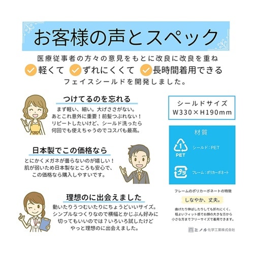 片面くもり止め加工 HMフェイスシールド