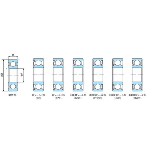 単列深溝玉軸受 6200番台 Zφ35×