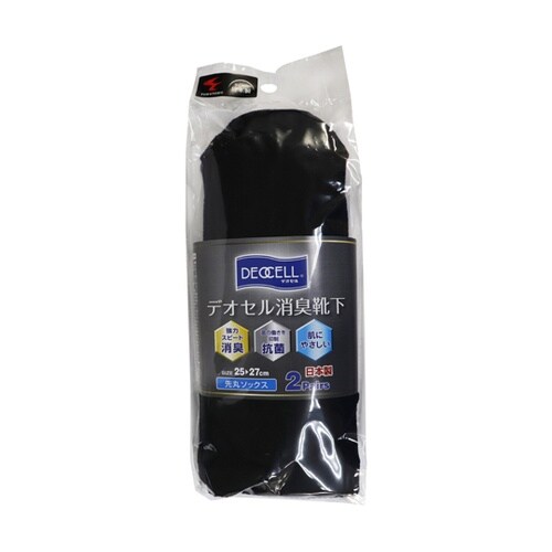 デオセル消臭 先丸ソックス 黒 L 1組