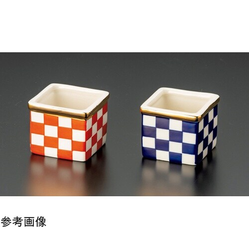 手描き金縁市松珍味入 朱 26739