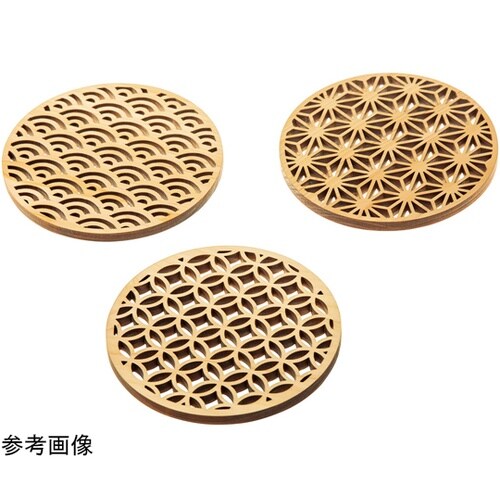 ひのき細密コースター(無塗装) 七宝 1