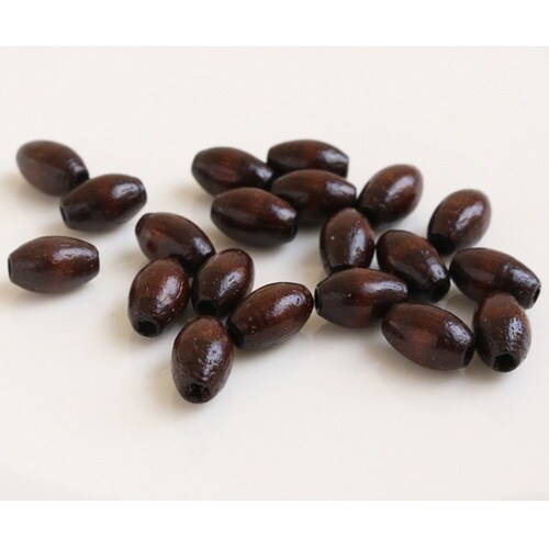 ウッドビーズ 約6×9mm 20個入 ブ