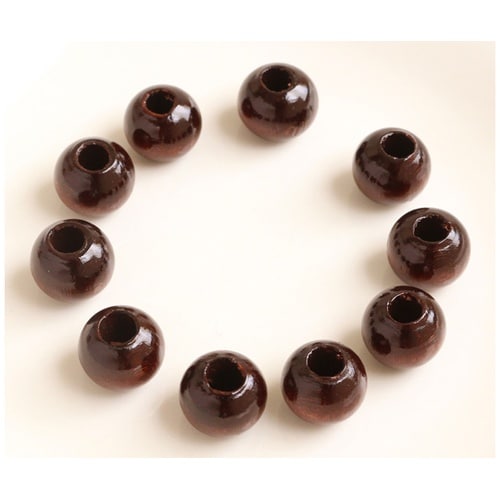 ウッドビーズ 14mm 10個入 ブラウ