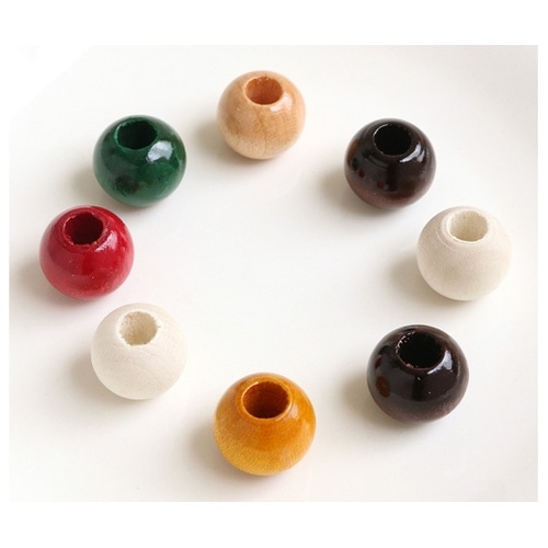 ウッドビーズ 16mm 8個入 ミックス