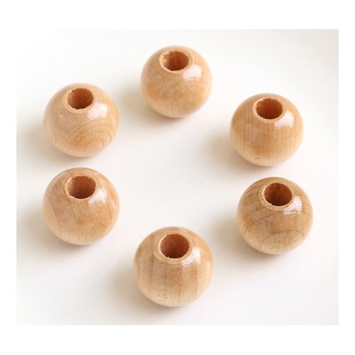 ウッドビーズ 18mm 6個入 ベージュ