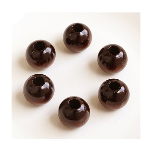 ウッドビーズ 18mm 6個入 ブラウン