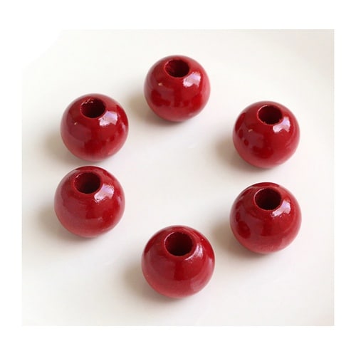 ウッドビーズ 18mm 6個入 レッド