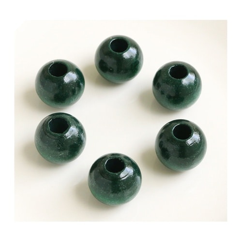 ウッドビーズ 18mm 6個入 グリーン