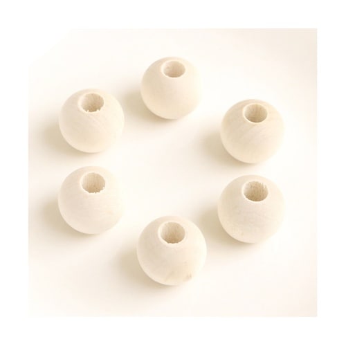 ウッドビーズ 18mm 6個入 木地 N