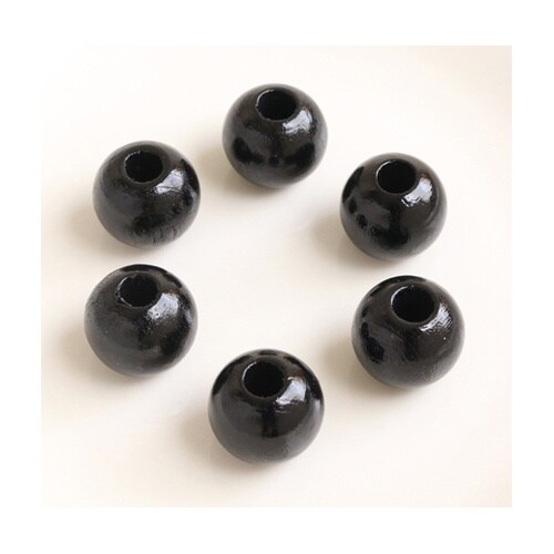ウッドビーズ 18mm 6個入 ブラック