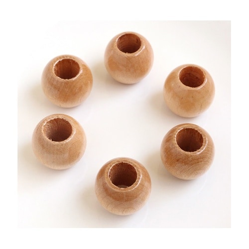 ウッドビーズ 20mm 6個入 ベージュ