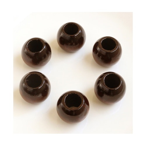 ウッドビーズ 20mm 6個入 ブラウン