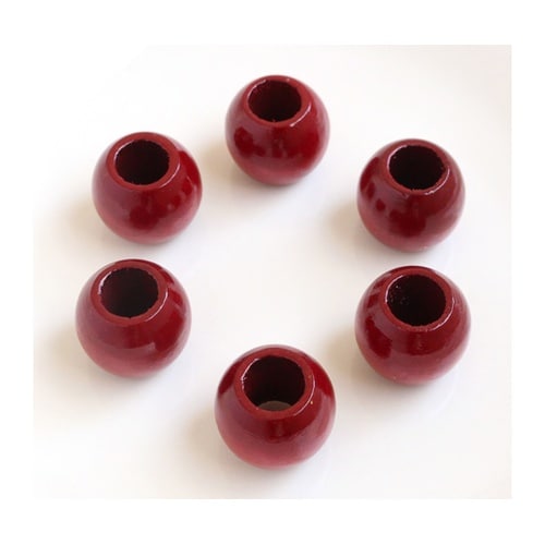 ウッドビーズ 20mm 6個入 レッド