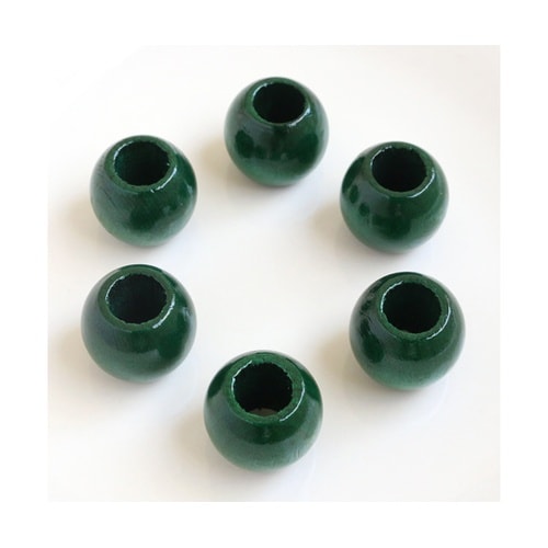 ウッドビーズ 20mm 6個入 グリーン