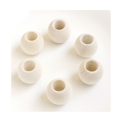 ウッドビーズ 20mm 6個入 木地 N