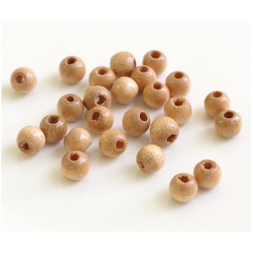 ウッドビーズ 5mm 25個入 ベージュ