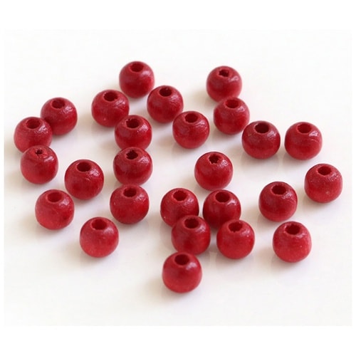 ウッドビーズ 5mm 25個入 レッド