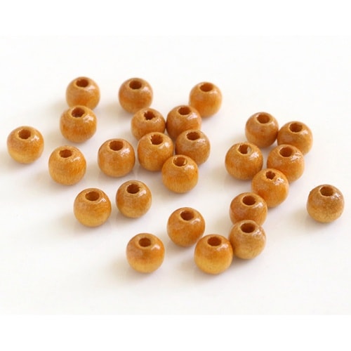 ウッドビーズ 5mm 25個入 イエロー