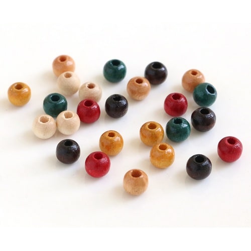 ウッドビーズ 5mm 25個入 ミックス