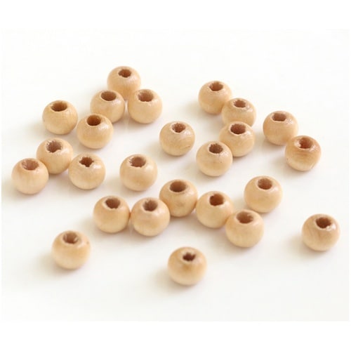 ウッドビーズ 6mm 25個入 ベージュ
