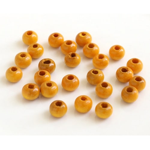 ウッドビーズ 6mm 25個入 イエロー