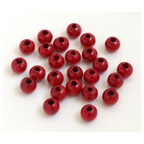 ウッドビーズ 8mm 25個入 レッド