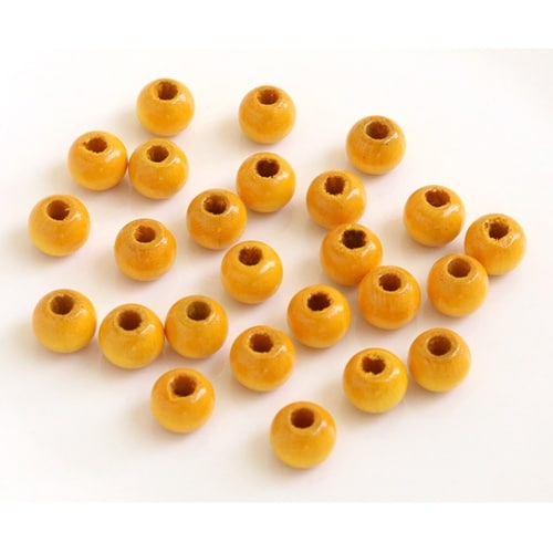 ウッドビーズ 8mm 25個入 イエロー