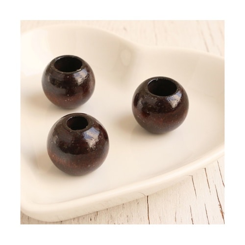 二段穴 ウッドビーズ 18mm 3個入