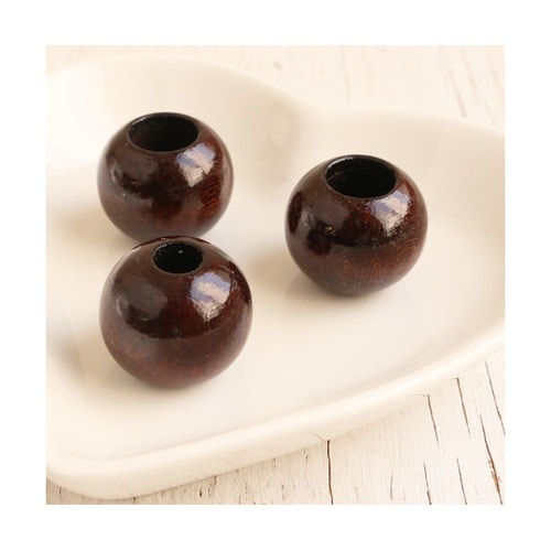 二段穴 ウッドビーズ 20mm 3個入