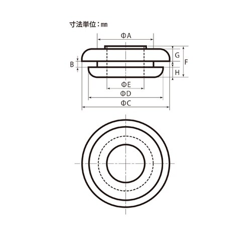 配線穴カバー 膜付きグロメット 20mm