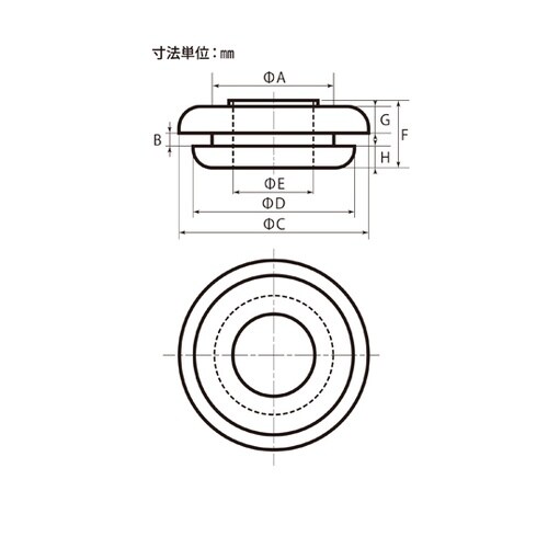 配線穴カバー 膜付きグロメット 36mm