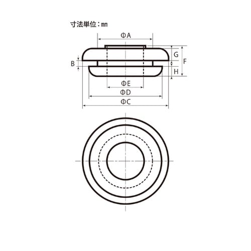 配線穴カバー 膜付きグロメット 42mm