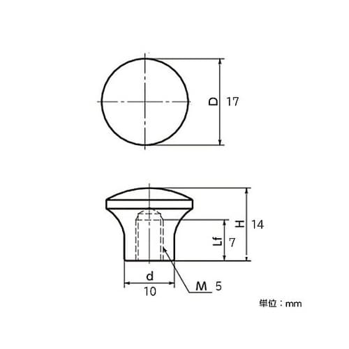 M5/φ17mm 雌ねじノブ(フェノール