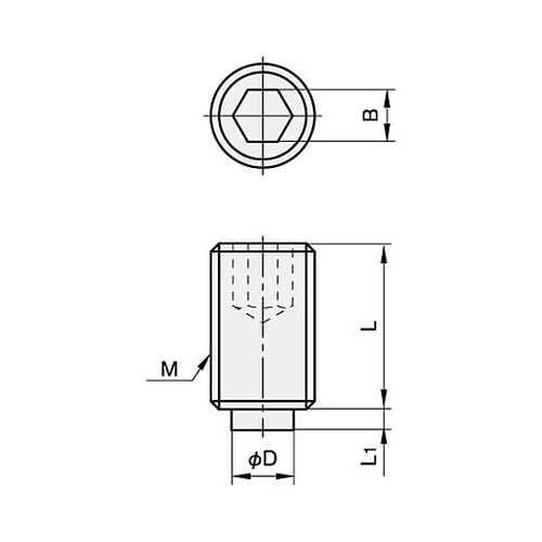 M8x12mm 六角穴付止ねじ(真鍮パッ
