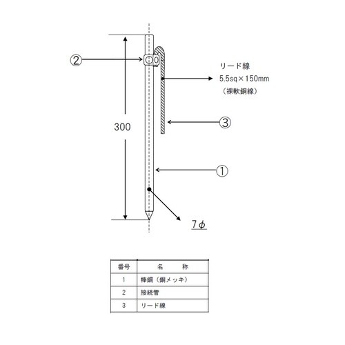 EA940AS−40 φ7 x 300mm アース