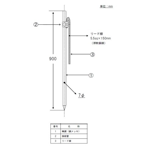 EA940AS−41A φ7 x 900mm アー