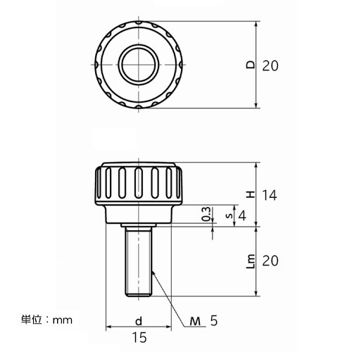 EA948AT−7 M5x20mm 雄ねじディンプ