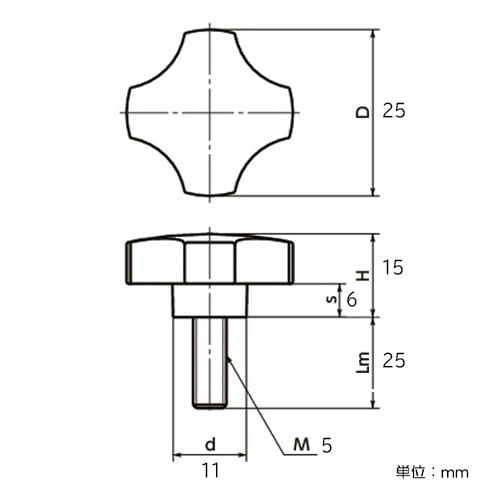 EA948AY−1 M5x25mm/25mm 雄ね